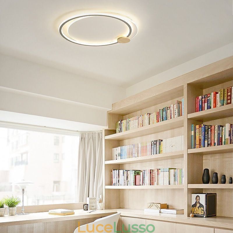 Lampada da soffitto moderna a 2 anelli in acrilico con montaggio a filo