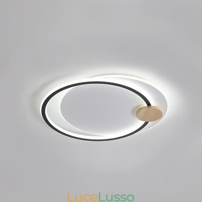 Lampada da soffitto moderna a 2 anelli in acrilico con montaggio a filo