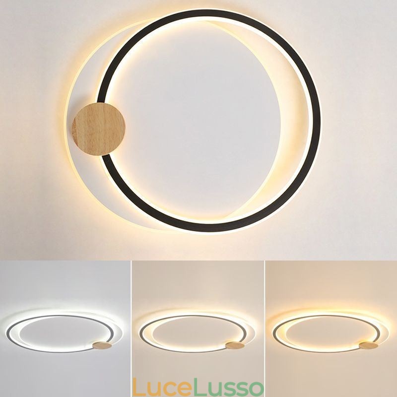 Lampada da soffitto moderna a 2 anelli in acrilico con montaggio a filo