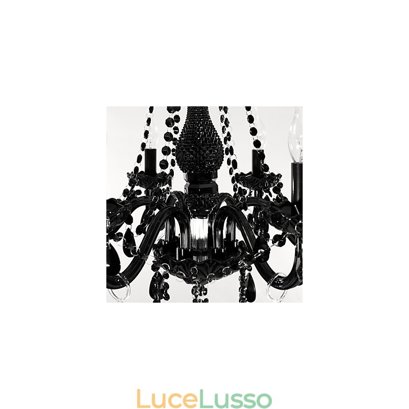 Lampadario Cristallo Nero Moderno 6 Luci