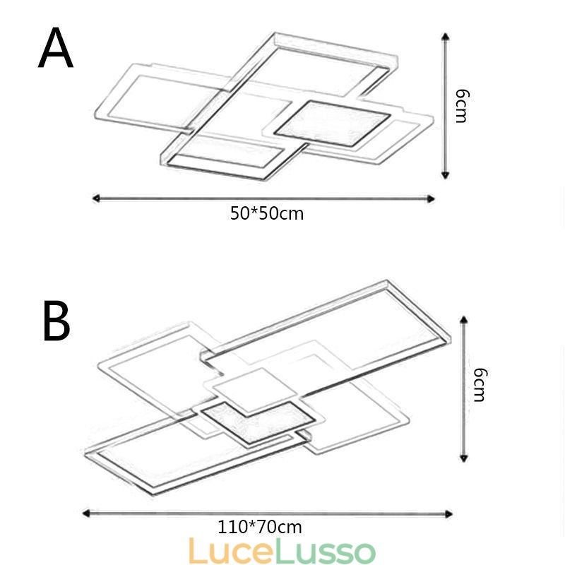Lampada da soffitto moderna quadrata in acrilico con montaggio a filo