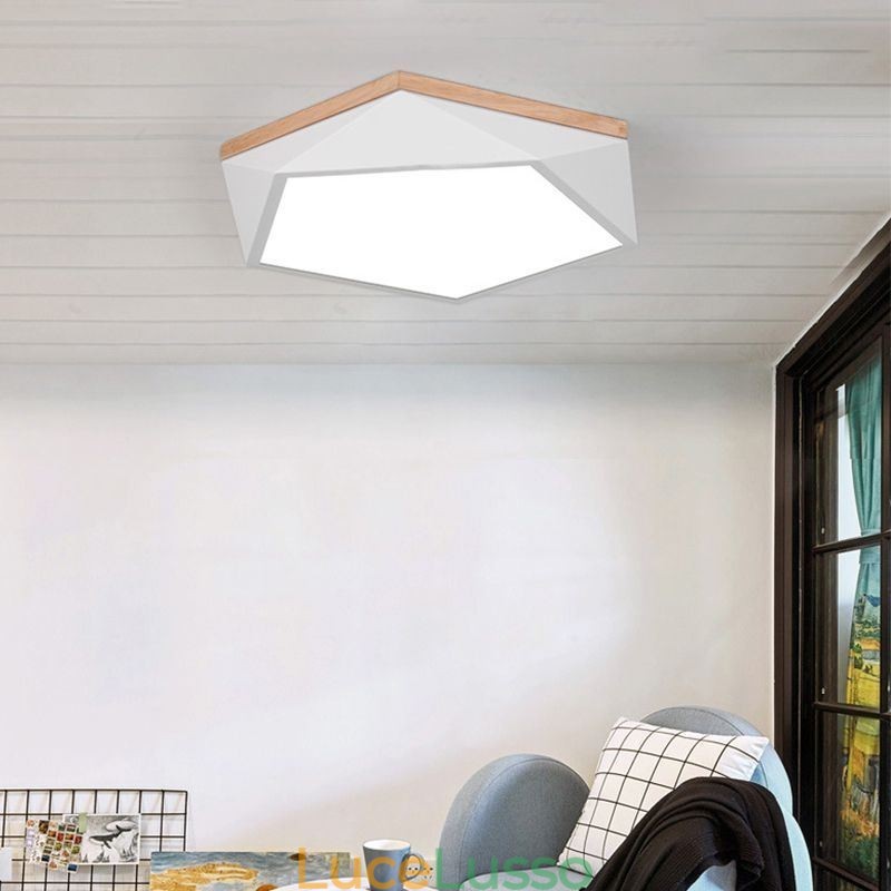 Lampada da soffitto moderna a forma di diamante, dimmerabile, con montaggio a filo, lampada da soffitto