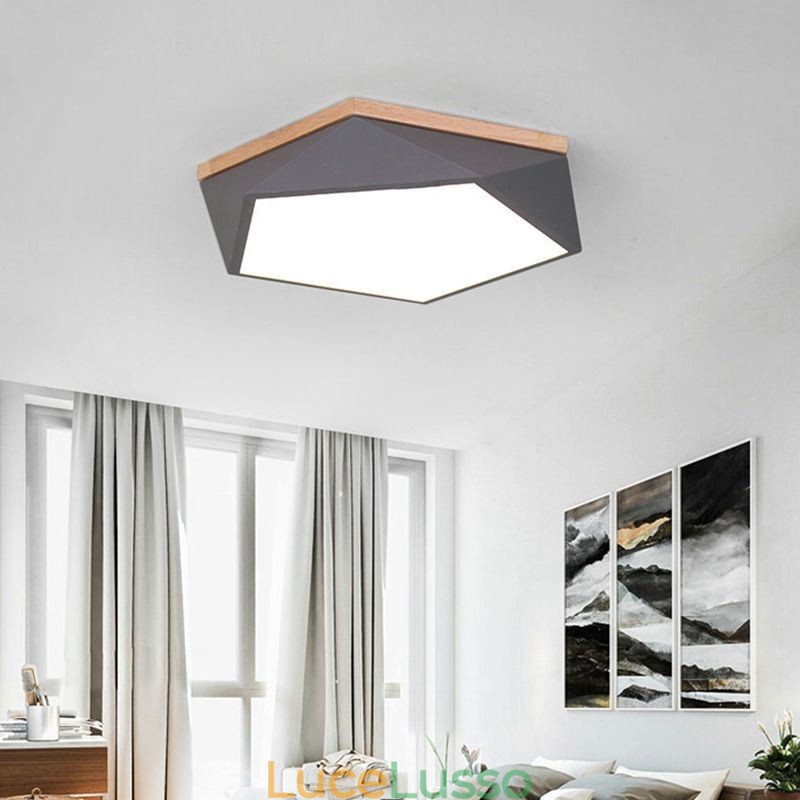 Lampada da soffitto moderna a forma di diamante, dimmerabile, con montaggio a filo, lampada da soffitto