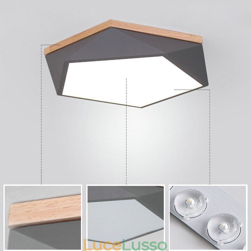 Lampada da soffitto moderna a forma di diamante, dimmerabile, con montaggio a filo, lampada da soffitto