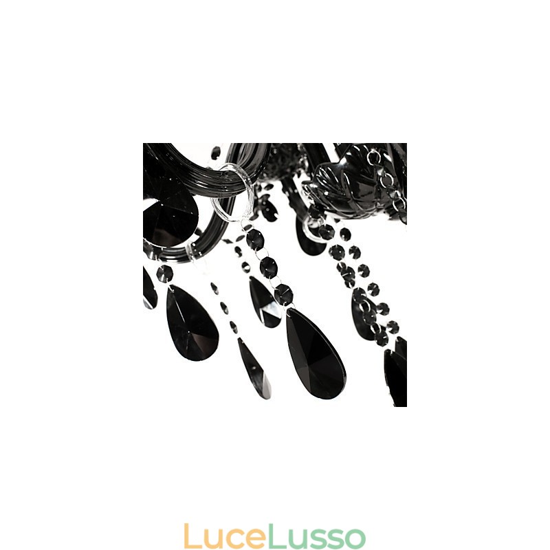 Lampadario Cristallo Nero Moderno 6 Luci