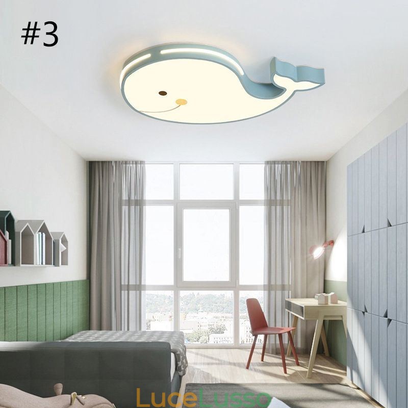 Lampada da soffitto dimmerabile con motivo a delfino, lampada da soffitto creativa per bambini