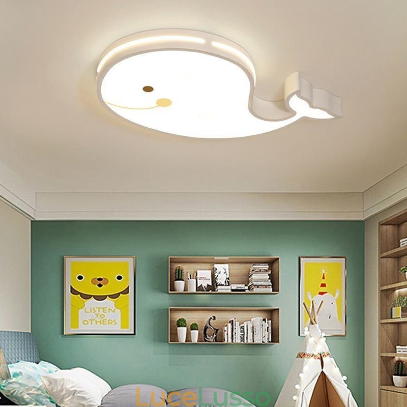 Lampada da soffitto dimmerabile con motivo a delfino, lampada da soffitto creativa per bambini