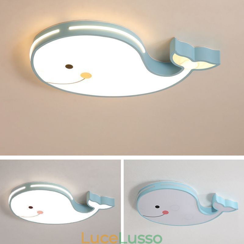 Lampada da soffitto dimmerabile con motivo a delfino, lampada da soffitto creativa per bambini
