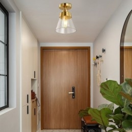 Plafoniera moderna in vetro a filo 1 luce finitura ottone