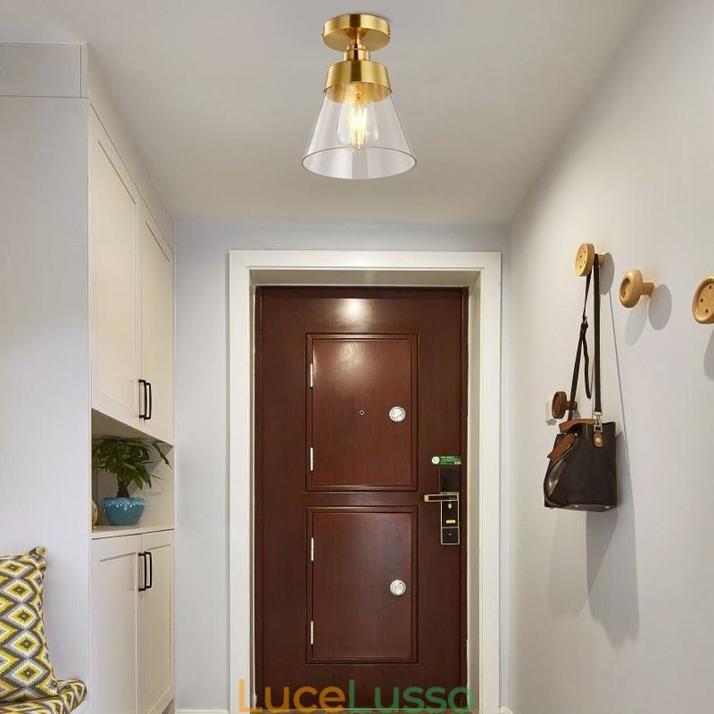 Plafoniera moderna in vetro a filo 1 luce finitura ottone
