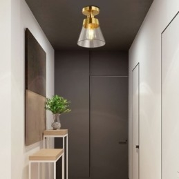 Plafoniera moderna in vetro a filo 1 luce finitura ottone