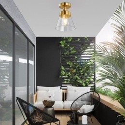 Plafoniera moderna in vetro a filo 1 luce finitura ottone