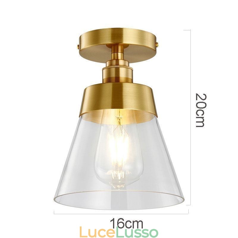 Plafoniera moderna in vetro a filo 1 luce finitura ottone