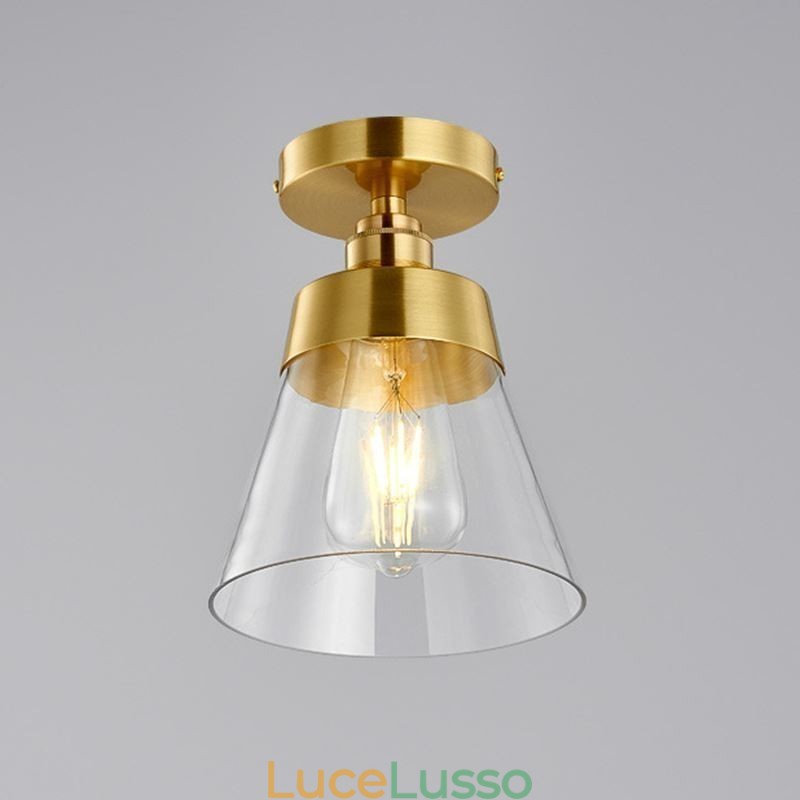 Plafoniera moderna in vetro a filo 1 luce finitura ottone