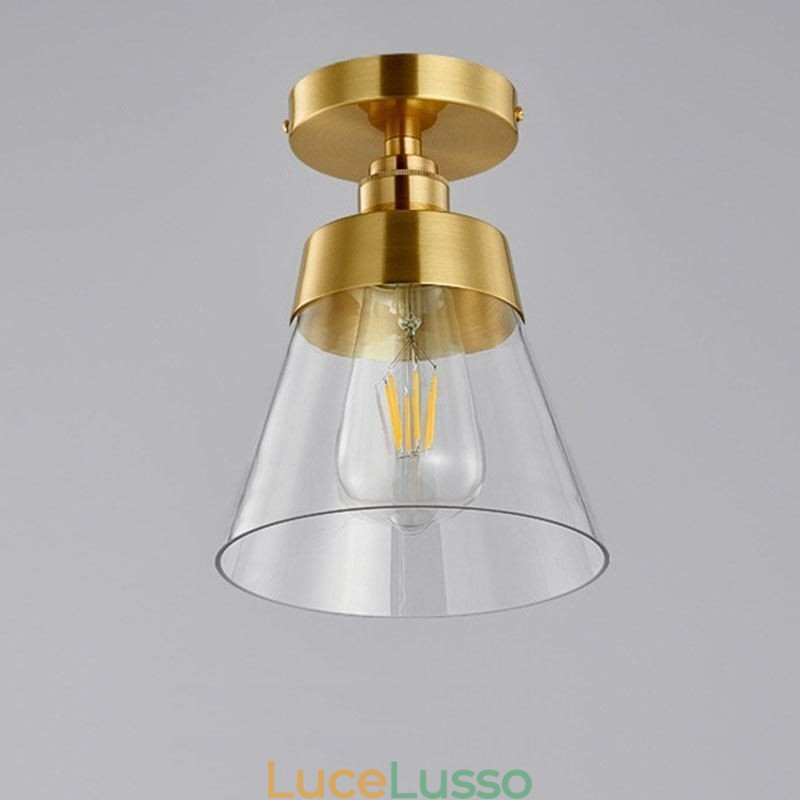 Plafoniera moderna in vetro a filo 1 luce finitura ottone