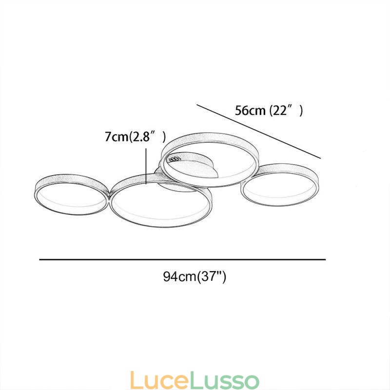 Lampada da soffitto 7200LM 4 anelli apparecchio di illuminazione