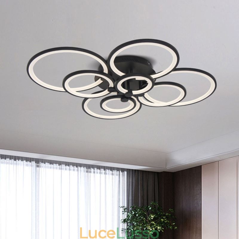 Lampada da soffitto dimmerabile moderna con anello circolare, montaggio a filo