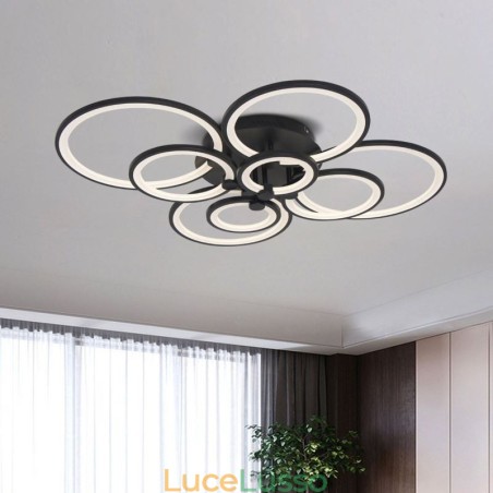 Lampada da soffitto dimmerabile moderna con anello circolare, montaggio a filo Lampada da soffitto dimmerabile moderna con anello circolare, montaggio a filo