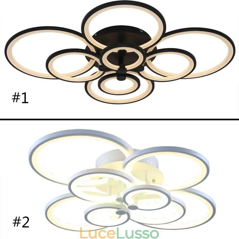 Lampada da soffitto dimmerabile moderna con anello circolare, montaggio a filo