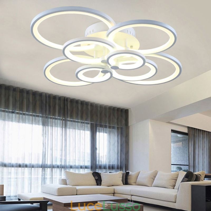 Lampada da soffitto dimmerabile moderna con anello circolare, montaggio a filo