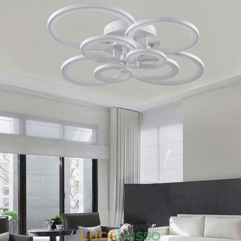 Lampada da soffitto dimmerabile moderna con anello circolare, montaggio a filo