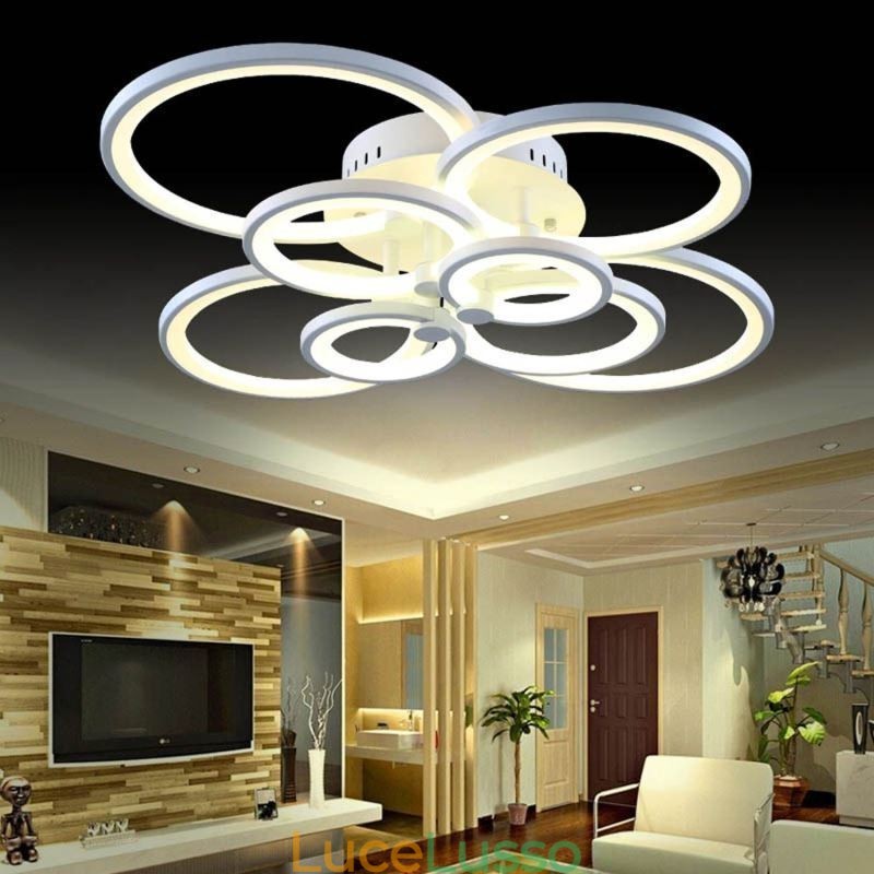 Lampada da soffitto dimmerabile moderna con anello circolare, montaggio a filo
