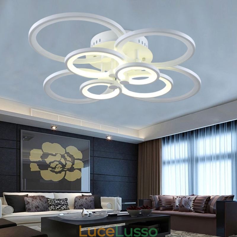 Lampada da soffitto dimmerabile moderna con anello circolare, montaggio a filo