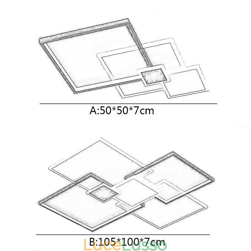 Plafoniera quadrata da soffitto a filo