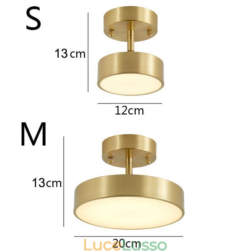 Mini plafoniera rotonda in rame dorato