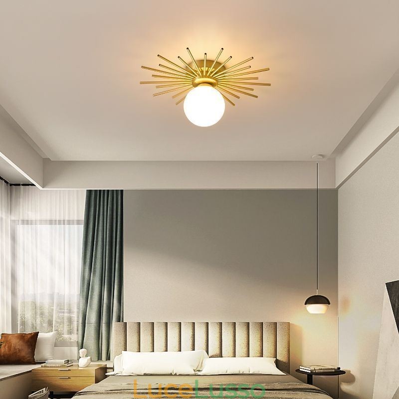Lampada da soffitto moderna a 1 luce con montaggio a filo, lampada da soffitto a globo