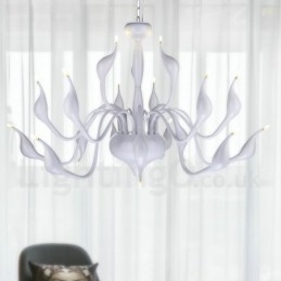 Lampadario a forma di cigno postmoderno in acciaio inox da 18 luci G4 finitura bianca