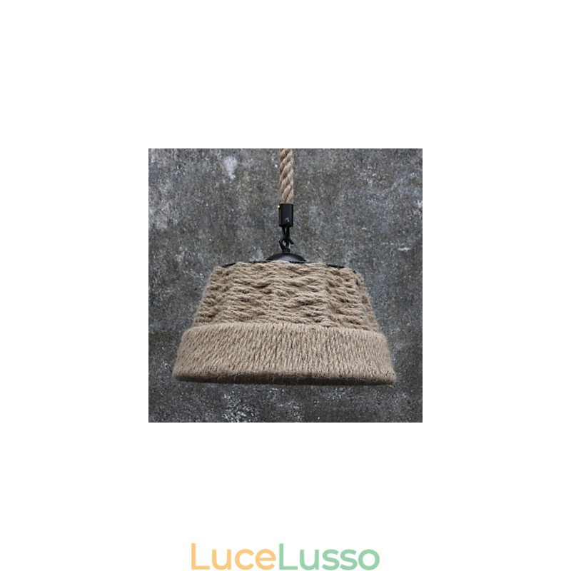 Lampadario retrò in corda di canapa fatta a mano in stile rustico industriale