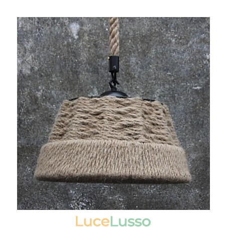 Lampadario retrò in corda di canapa fatta a mano in stile rustico industriale