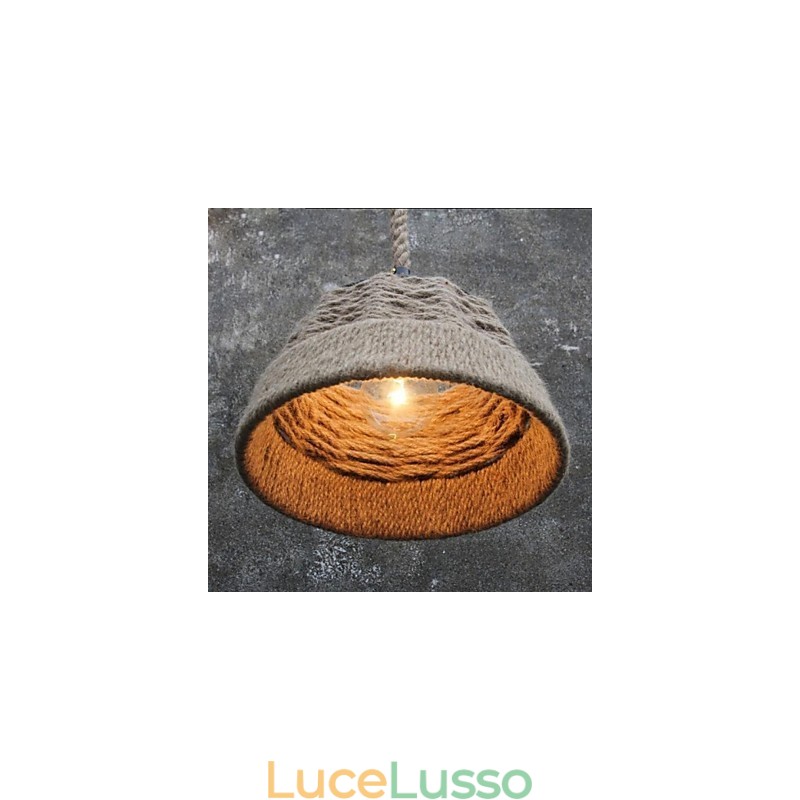 Lampadario retrò in corda di canapa fatta a mano in stile rustico industriale