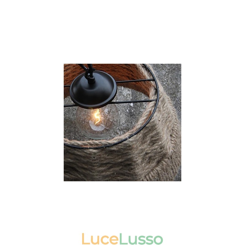 Lampadario retrò in corda di canapa fatta a mano in stile rustico industriale