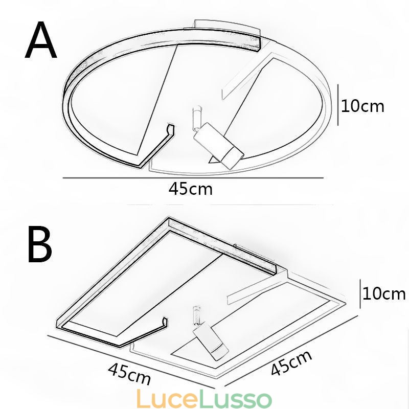 Lampada da soffitto Faretto in acrilico bianco e nero