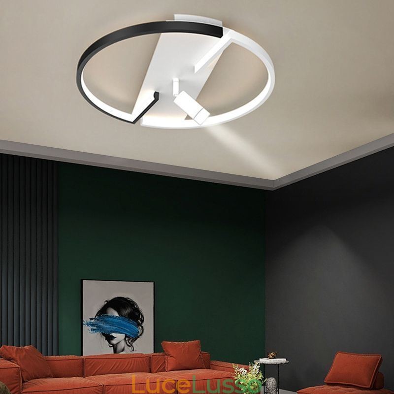 Lampada da soffitto Faretto in acrilico bianco e nero