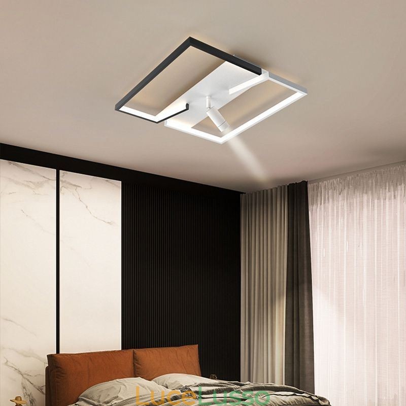 Lampada da soffitto Faretto in acrilico bianco e nero