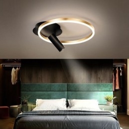 Lampada da soffitto con faretto ad anello Halo in oro spazzolato