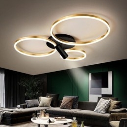 Lampada da soffitto con faretto ad anello Halo in oro spazzolato