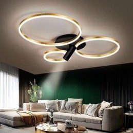 Lampada da soffitto con faretto ad anello Halo in oro spazzolato