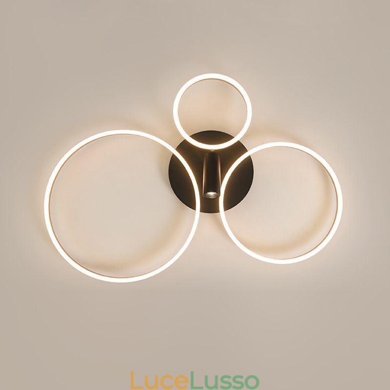 Lampada da soffitto con faretto ad anello Halo in oro spazzolato