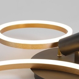 Lampada da soffitto con faretto ad anello Halo in oro spazzolato