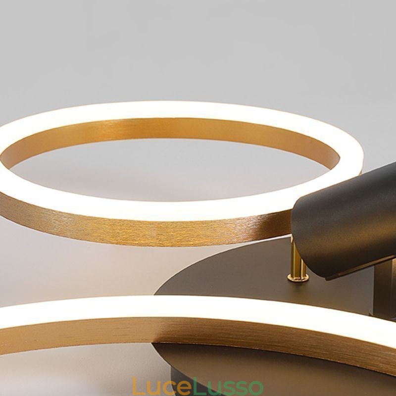 Lampada da soffitto con faretto ad anello Halo in oro spazzolato