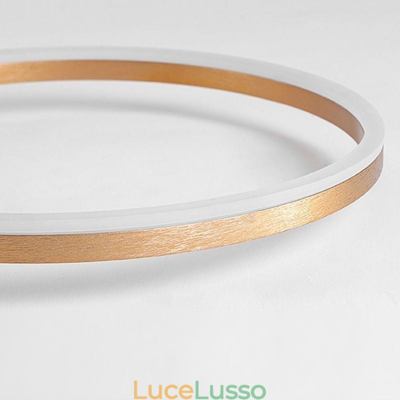 Lampada da soffitto con faretto ad anello Halo in oro spazzolato