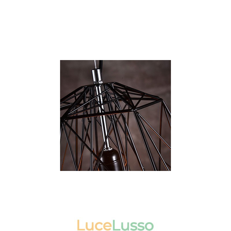 Pendente con paralume a treccia nera