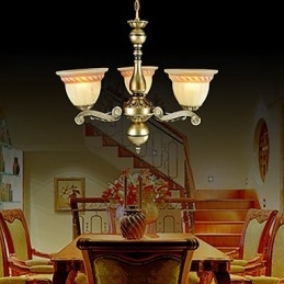 Lampadario Tre Luci Bronzo Europeo Retro Classico