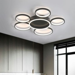 Lampada da soffitto moderna a 6 anelli in acrilico con montaggio a filo