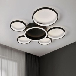Lampada da soffitto moderna a 6 anelli in acrilico con montaggio a filo
