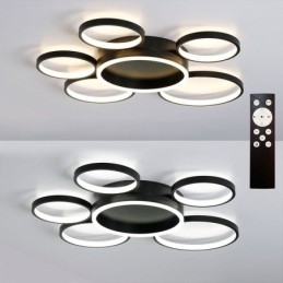 Lampada da soffitto moderna a 6 anelli in acrilico con montaggio a filo